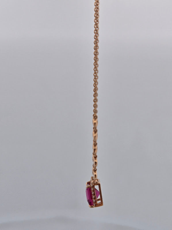 Candra | 18K Rose Gold | Pink Tourmaline | Natural Diamond | Necklace