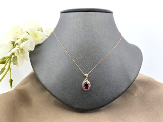 Samantha | 10k Yellow Gold | Garnet | Diamond | Necklace