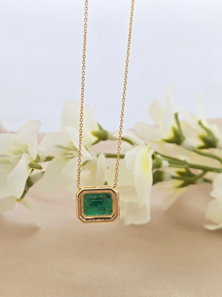 Jemma | 14k Yellow Gold | Emerald & Diamond | Necklace