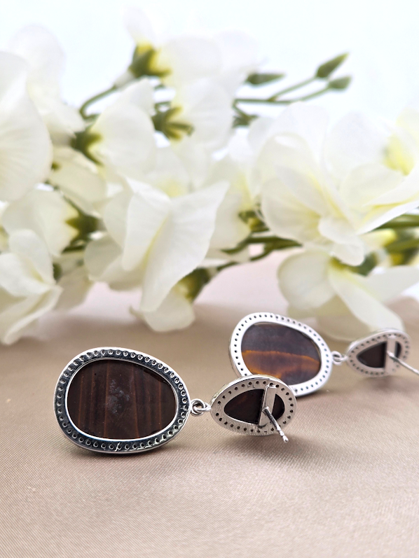 Lynette | 14k White Gold | Opals & Natural Diamond | Earrings