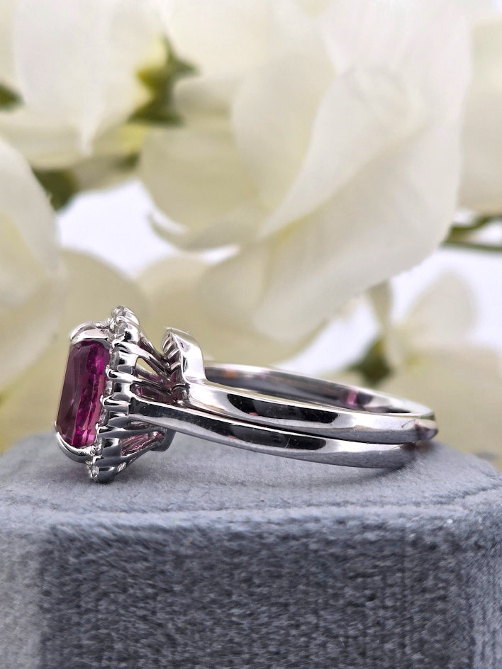 Martha | 14k White Gold | Tourmaline & Natural Diamond | Ring