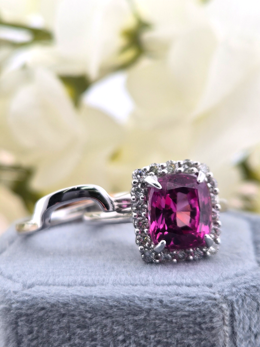 Martha | 14k White Gold | Tourmaline & Natural Diamond | Ring