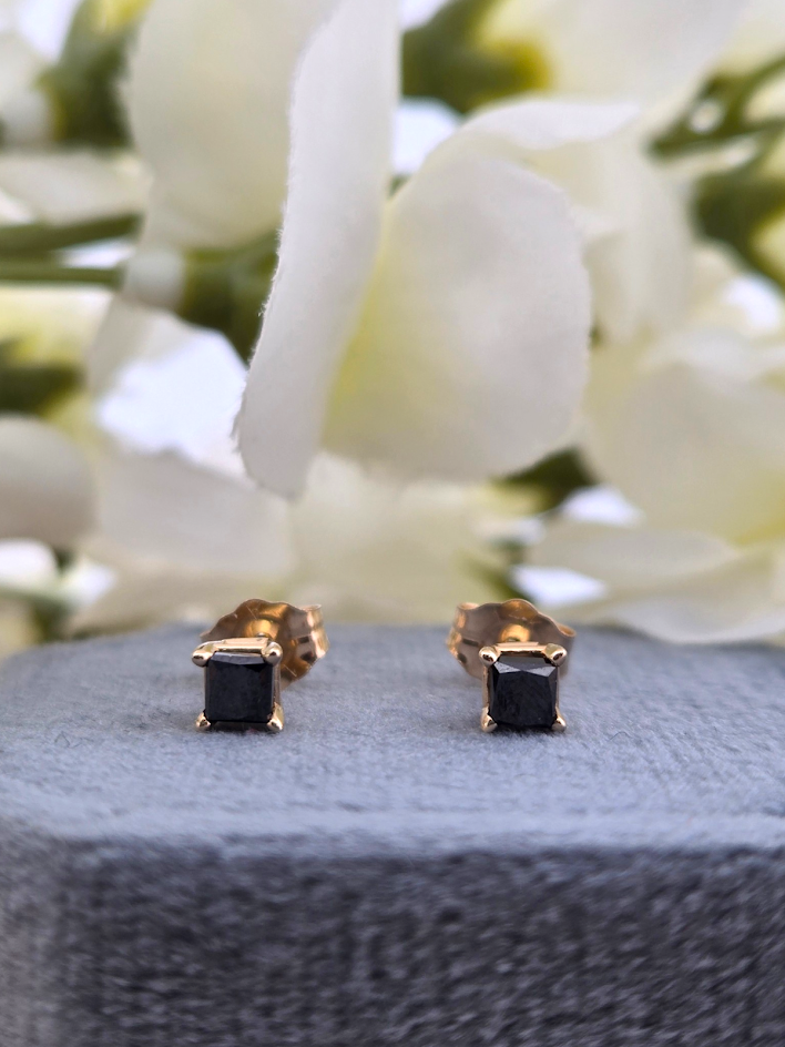Maple | 14k Yellow Gold | Black Diamond | Earrings