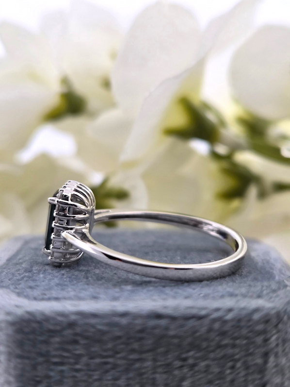 Milly | 10k White Gold | London Blue Topaz & Natural Diamond | Ring