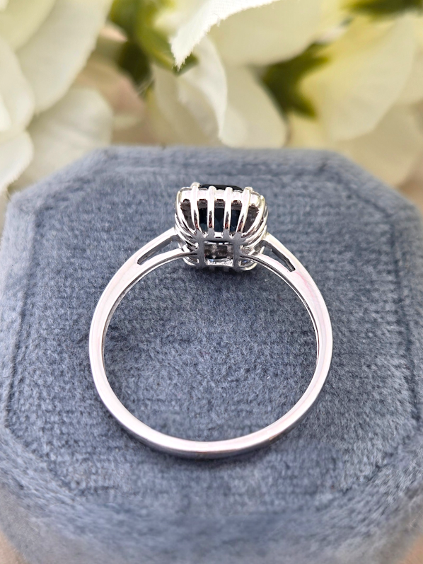 Milly | 10k White Gold | London Blue Topaz & Natural Diamond | Ring