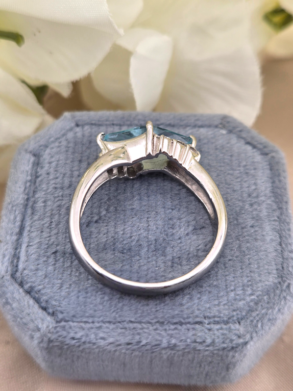 Marlynn | Platinum | Natural Diamond and Aquamarine | Ring