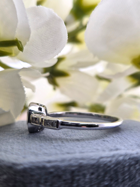 Marci | 10K White Gold | London Blue Topaz & Natural Diamond | Ring