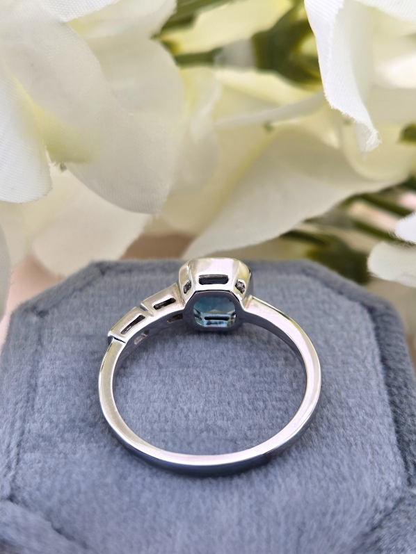 Marci | 10K White Gold | London Blue Topaz & Natural Diamond | Ring