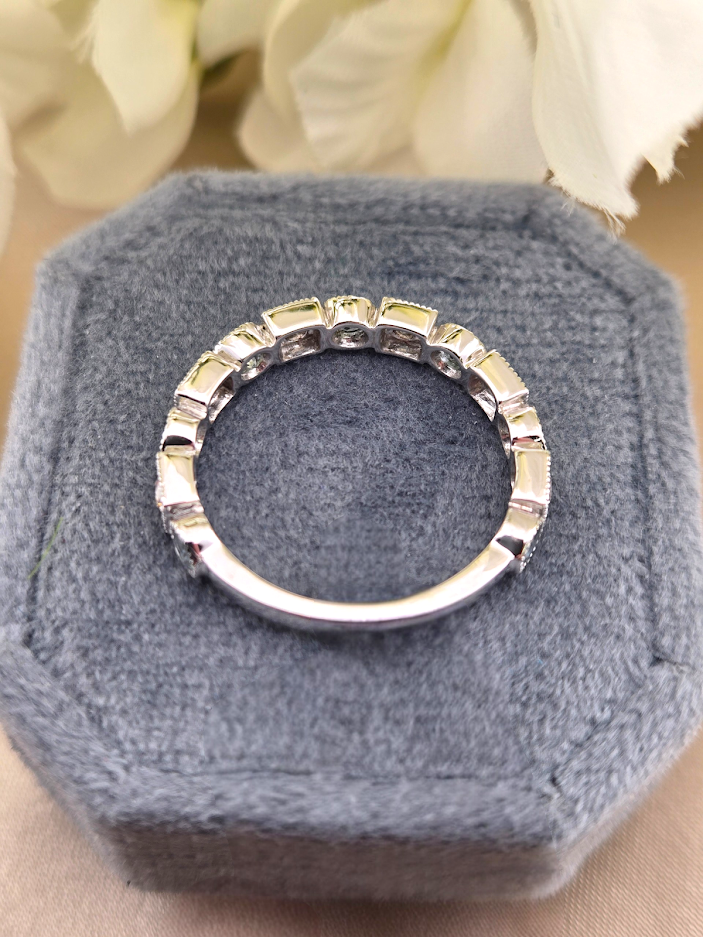 Hannah | 14k White Gold | Aquamarine & Natural Diamond | Ring