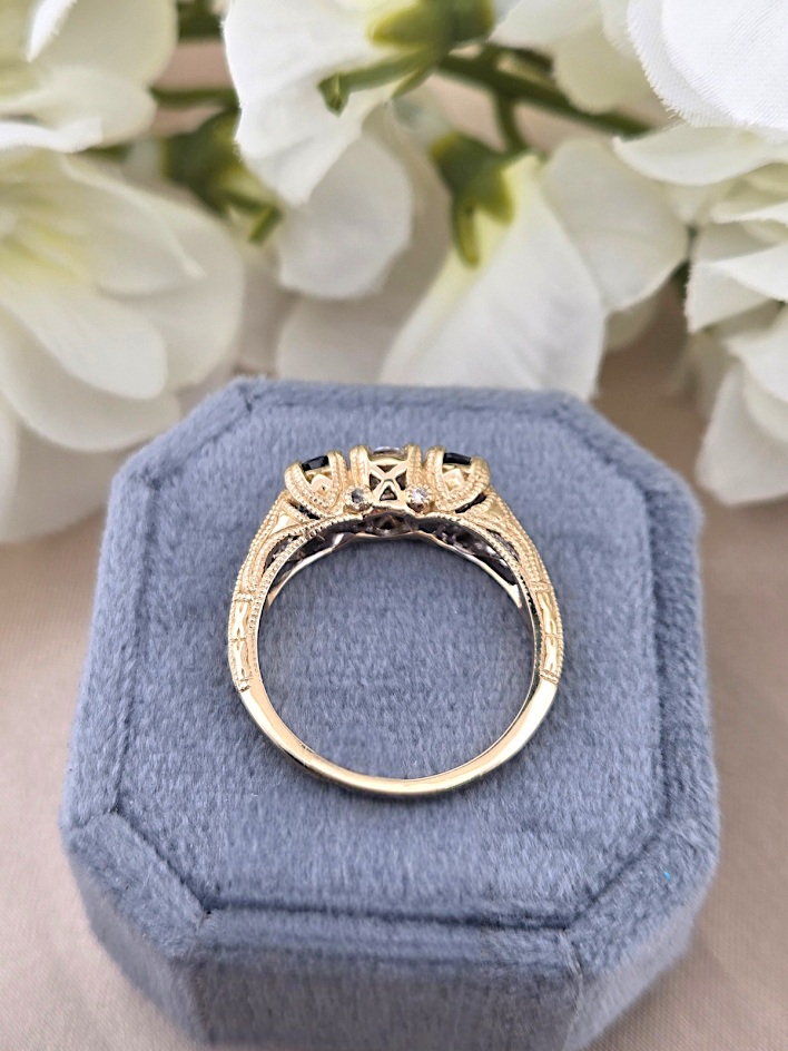 Francesca | 14k Yellow Gold | Sapphire & Natural Diamond | Ring