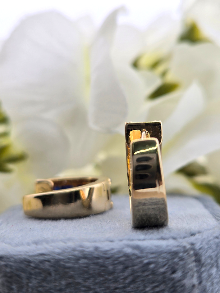 Elena | 14k Yellow Gold | Sapphire & Natural Diamond | Earrings
