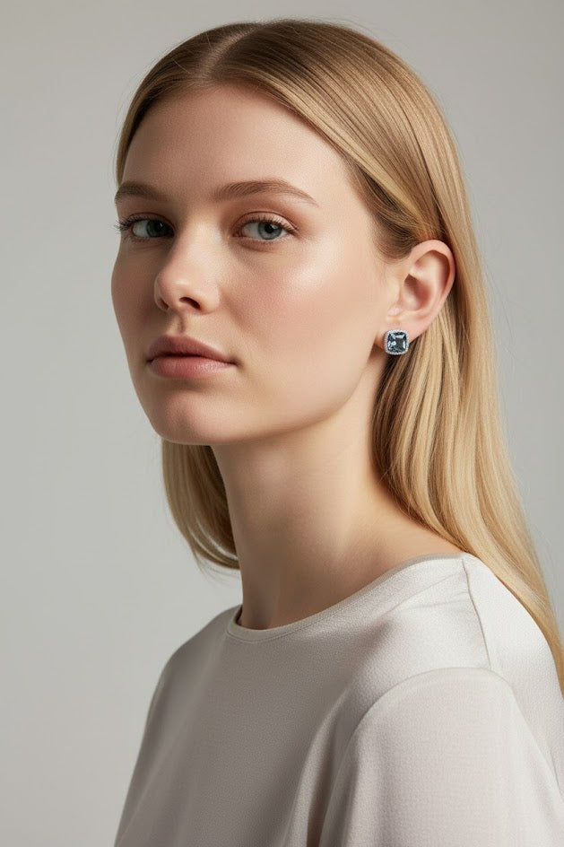 Alliah | 14k White Gold | Aquamarine | Earrings