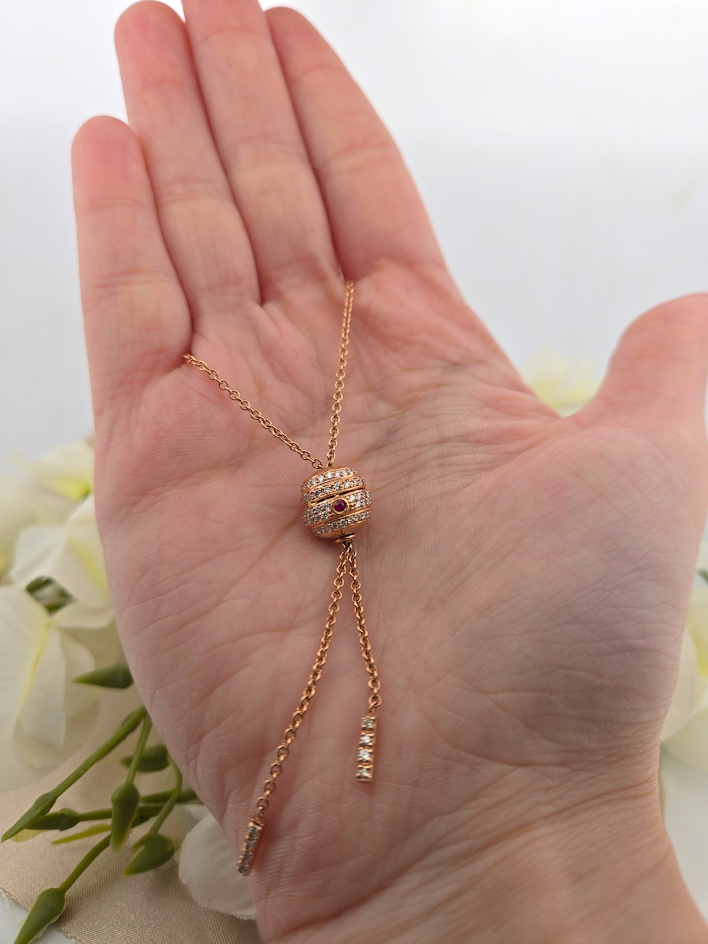 Annetta | 14k Rose Gold | Ruby & Natural Diamond | Necklace