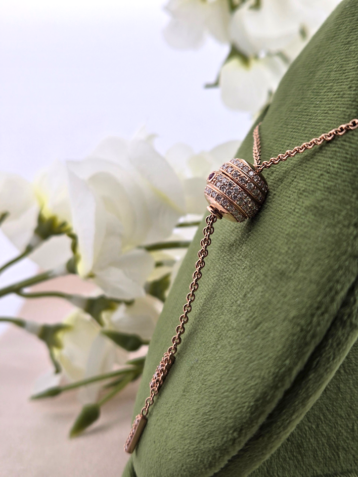 Annetta | 14k Rose Gold | Ruby & Natural Diamond | Necklace
