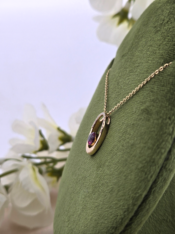 Megara | 14k Yellow Gold | Rhodolite Garnet & Diamond | Necklace