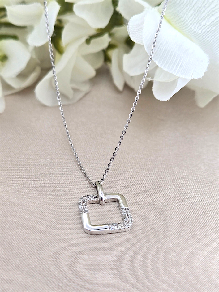 Hazel | 10k White Gold | Natural Diamond | Necklace