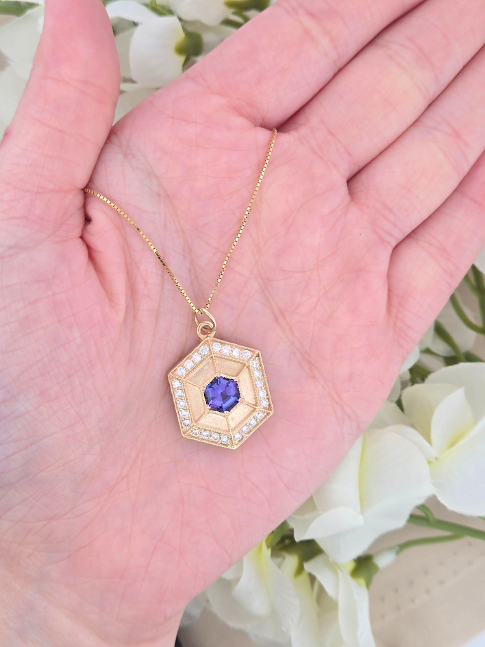 Danika | 14k Yellow Gold | Tanzanite & Lab Diamond | Pendant