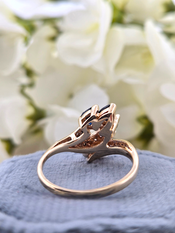 Julie | 14k Yellow Gold | London Blue Topaz & Natural Diamond | Ring