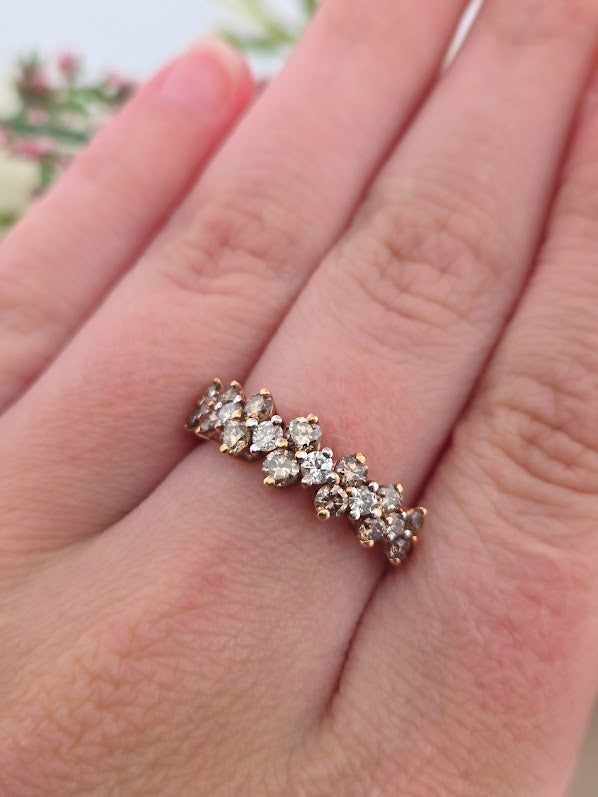 Thalindra | 14k Rose Gold | Chocolate & White Diamonds | Ring