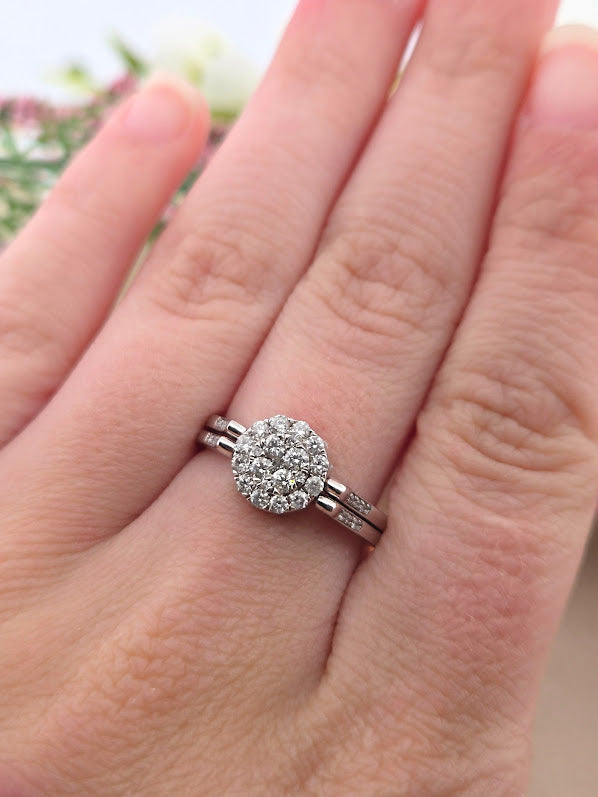 Astreia | 14k White Gold | Natural Diamonds & Sapphires | Ring