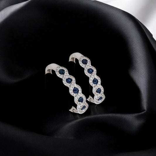 Aviana | 10K White Gold | Sapphire and Natural Diamond | Earrings