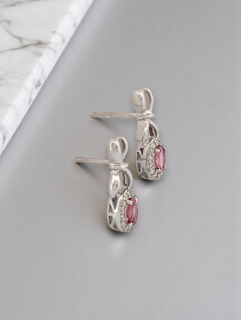 Simone | 10K White Gold | Tourmaline and Natural Diamond | Earrings