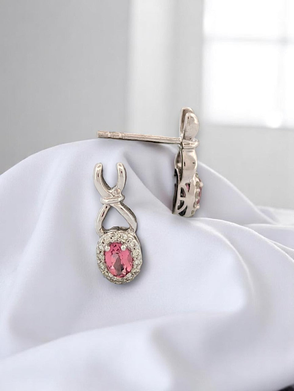 Simone | 10K White Gold | Tourmaline and Natural Diamond | Earrings