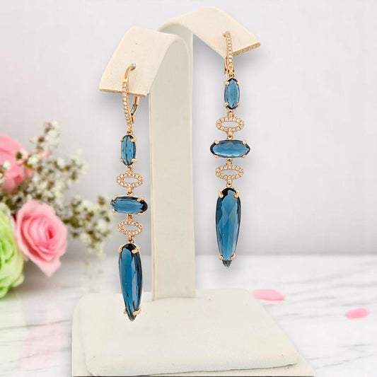 Astraea | 14K Yellow Gold | Topaz and Natural Diamond | Earrings