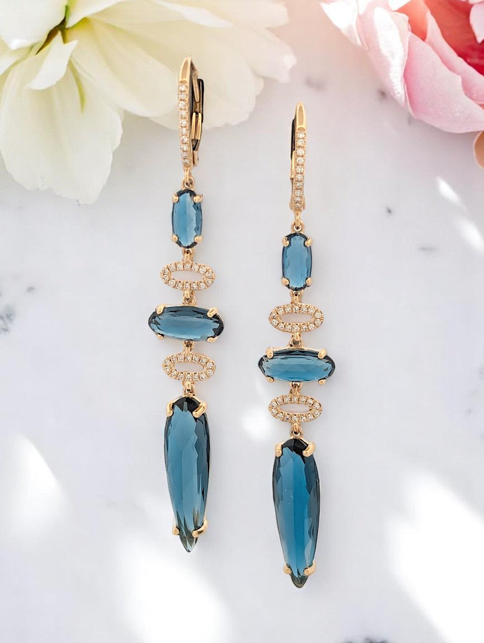 Astraea | 14K Yellow Gold | Topaz and Natural Diamond | Earrings
