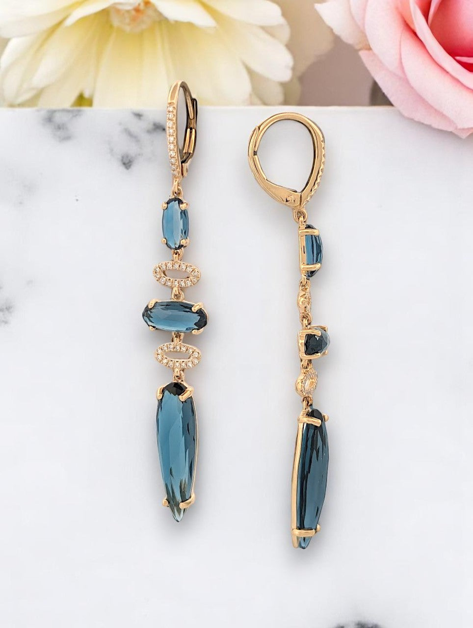 Astraea | 14K Yellow Gold | Topaz and Natural Diamond | Earrings