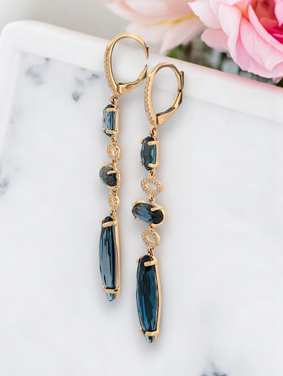 Astraea | 14K Yellow Gold | Topaz and Natural Diamond | Earrings