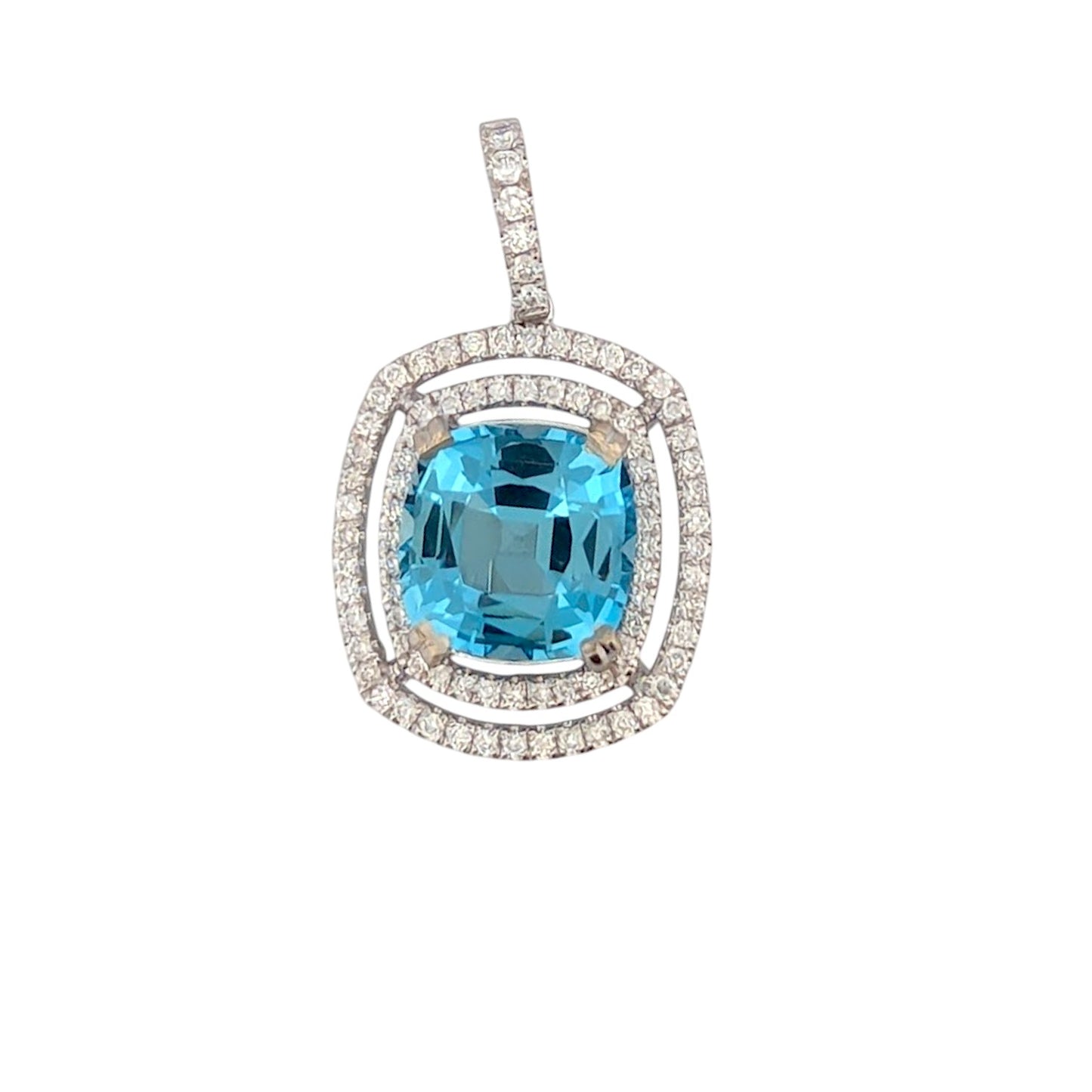 Madrigal | 14k White Gold | Aquamarine and Natural Diamond | Pendant