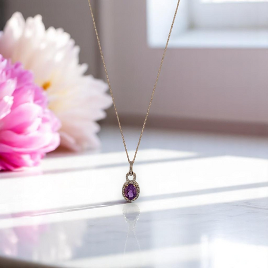Storm | 10k Yellow Gold | Amethyst and Diamond | Necklace