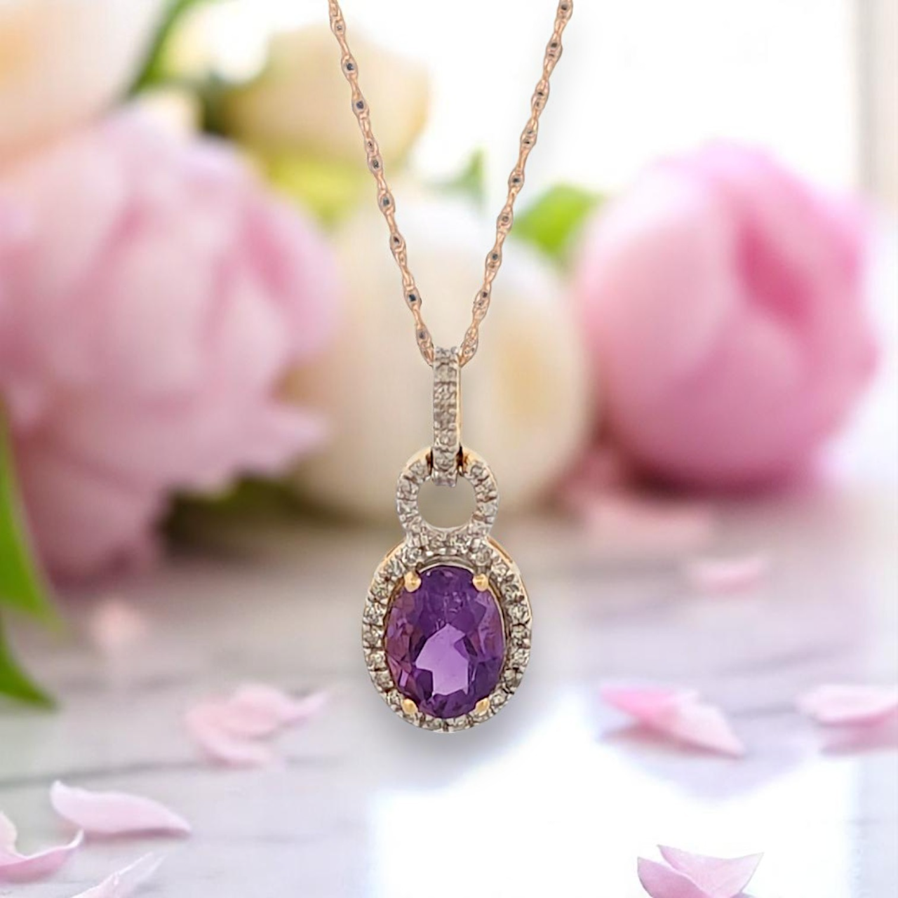 Storm | 10k Yellow Gold | Amethyst and Diamond | Necklace