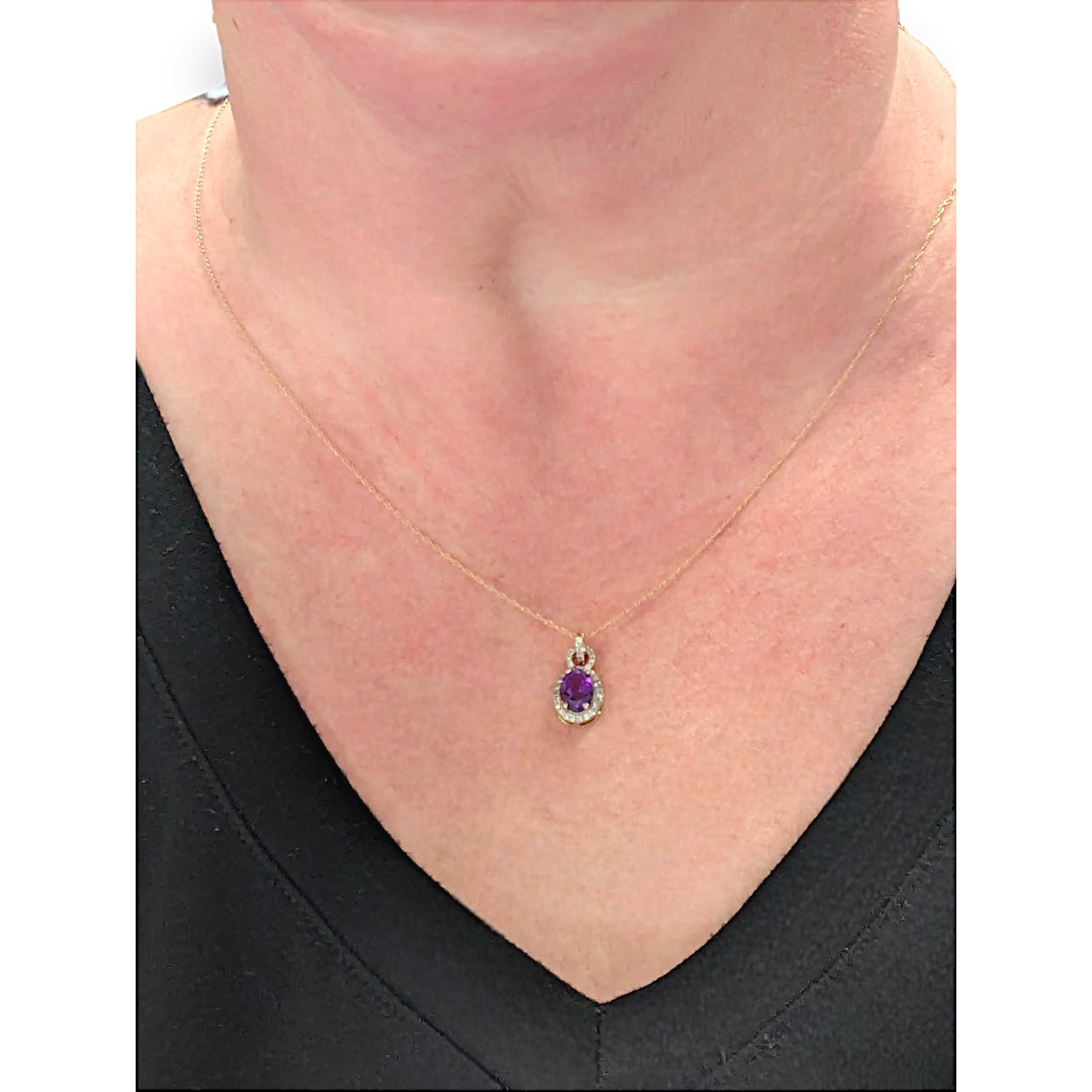 Storm | 10k Yellow Gold | Amethyst and Diamond | Necklace