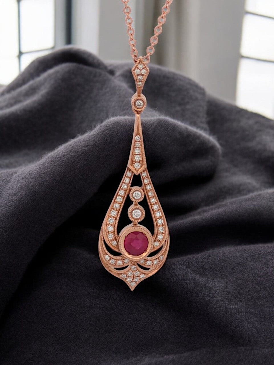 Calypso | 14K Rose Gold | Ruby and Diamond | Necklace