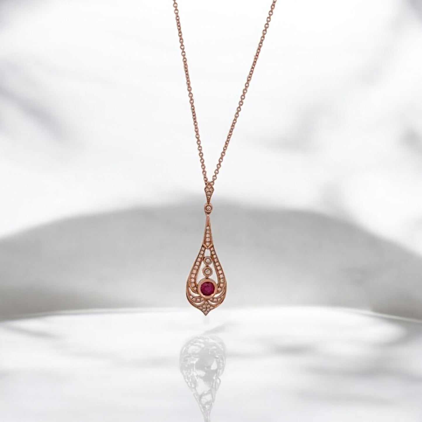 Calypso | 14K Rose Gold | Ruby and Diamond | Necklace