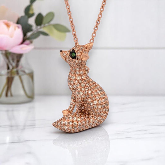 Forest | 14k Rose Gold | Tsavorite and Diamond | Necklace