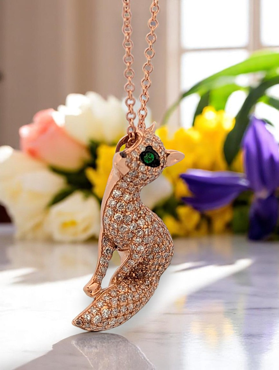 Forest | 14k Rose Gold | Tsavorite and Diamond | Necklace