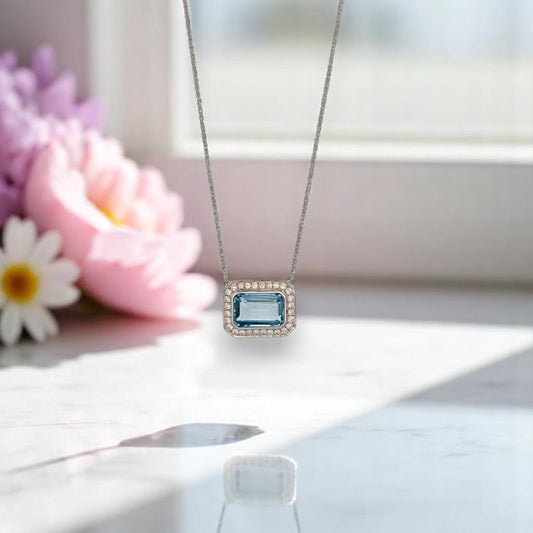 Antigone | 18K White Gold | Topaz and Natural Diamond | Necklace