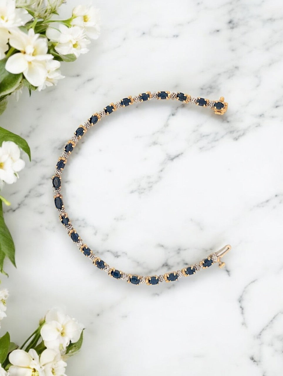Celestine | 10K Yellow Gold | Sapphire and Natural Diamond | Bracelet