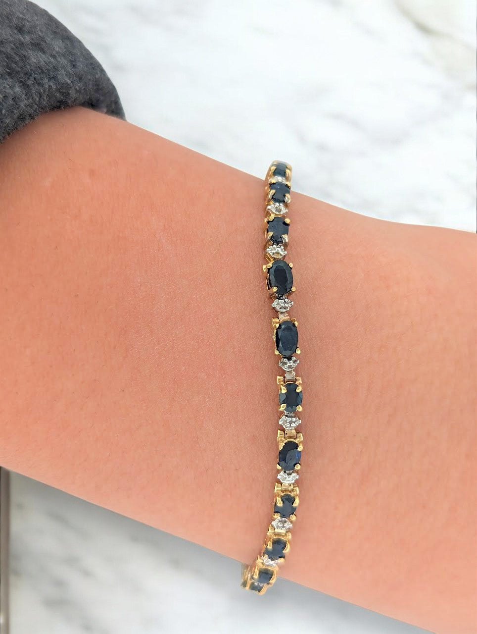 Celestine | 10K Yellow Gold | Sapphire and Natural Diamond | Bracelet