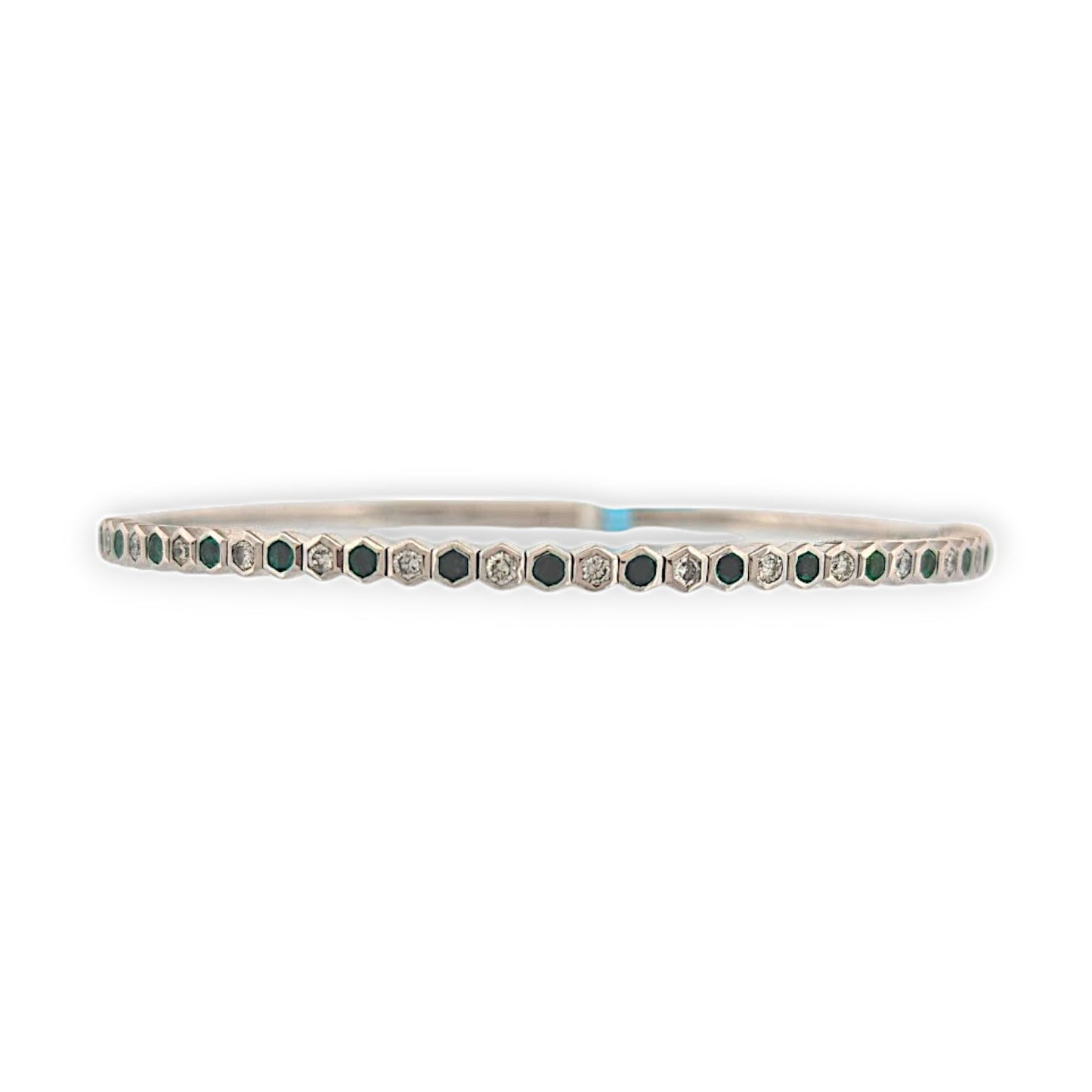 Fianna | 14K White Gold | Emerald and Natural Diamond | Bracelet
