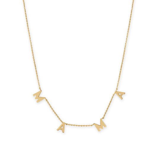 16 + 2 14 Karat Gold Plated MAMA Charm Necklace