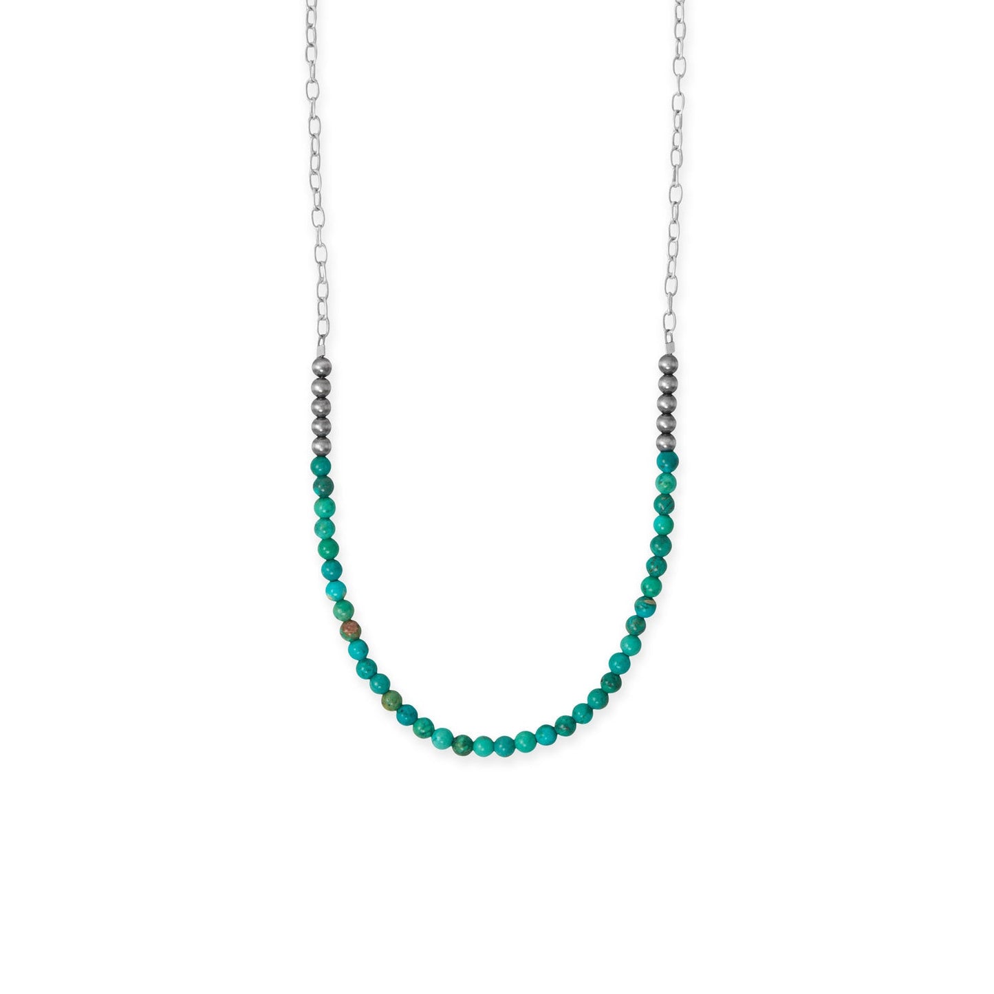 18 Oxidized Bead and Turquoise Necklace