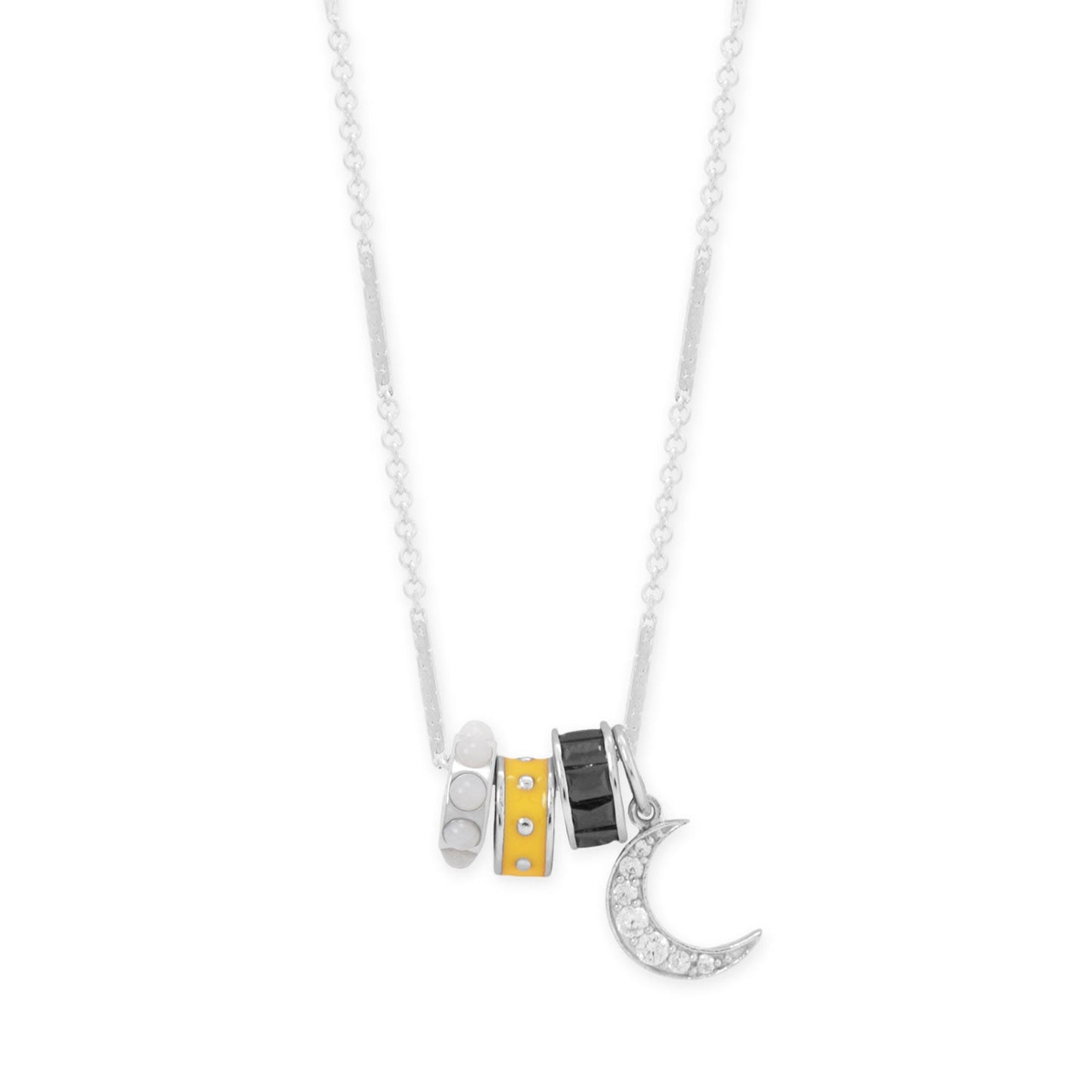 Midnight Marvels! 18 Rhodium Plated Charm Necklace