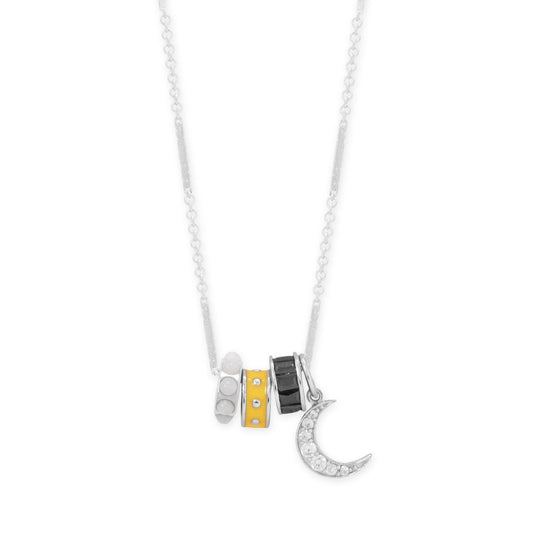 Midnight Marvels! 18 Rhodium Plated Charm Necklace