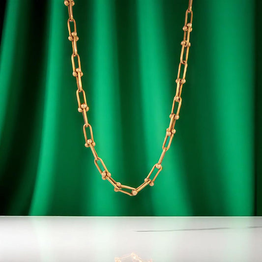 14k Yellow Gold 20-Inch Barbell Chain with 15mm Bold Links