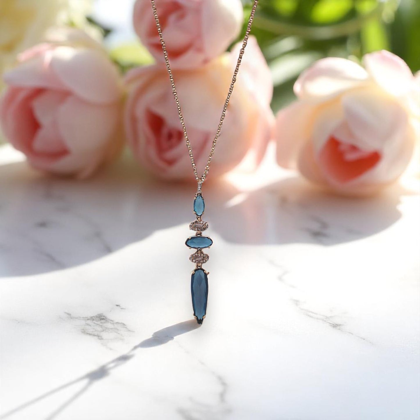 Blakely | 14K Yellow Gold | Topaz and Natural Diamond | Necklace