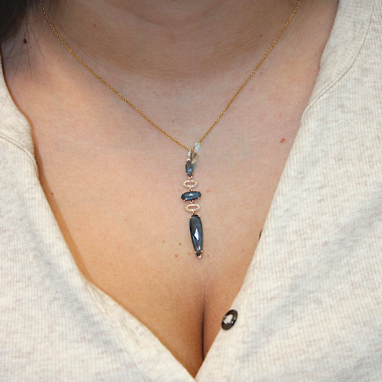 Blakely | 14K Yellow Gold | Topaz and Natural Diamond | Necklace